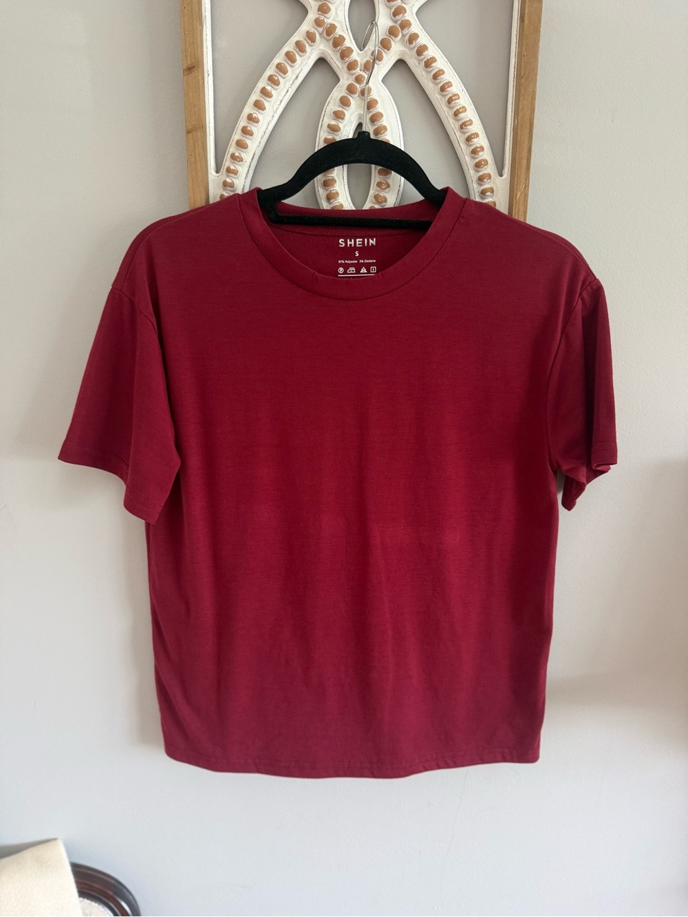 2 SHEIN Women’s Maroon Crew Neck Short Sleeve Tees